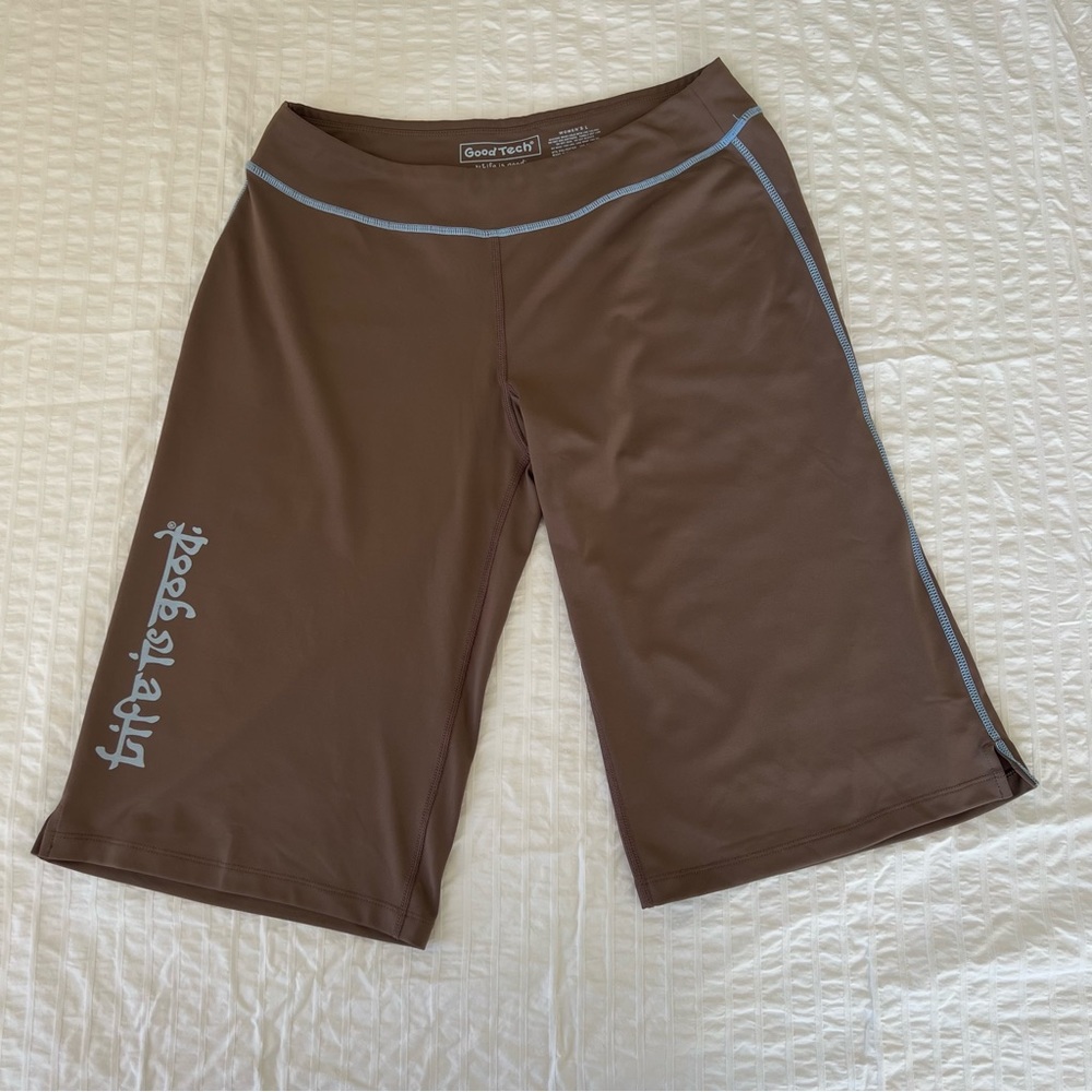 Life is Good Brown Bermuda Length Yoga Shorts, L